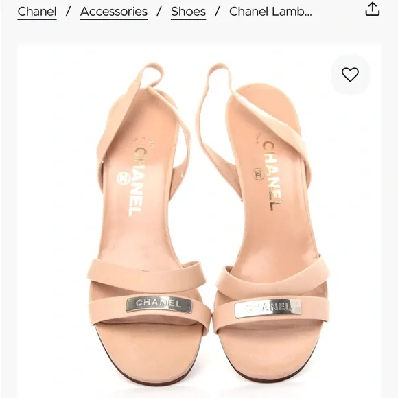CHANEL lambskin logo sling back sandals - Picture 1 of 16